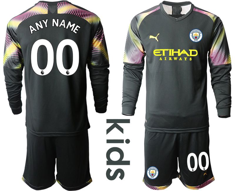 Youth 2019-2020 club Manchester City black goalkeeper Long sleeve customized Soccer Jerseys->customized soccer jersey->Custom Jersey
